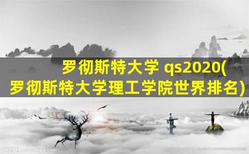 罗彻斯特大学 qs2020(罗彻斯特大学理工学院世界排名)